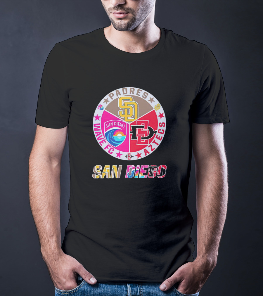 San Diego Padres Wave FC Aztecs Sports Team T-Shirt