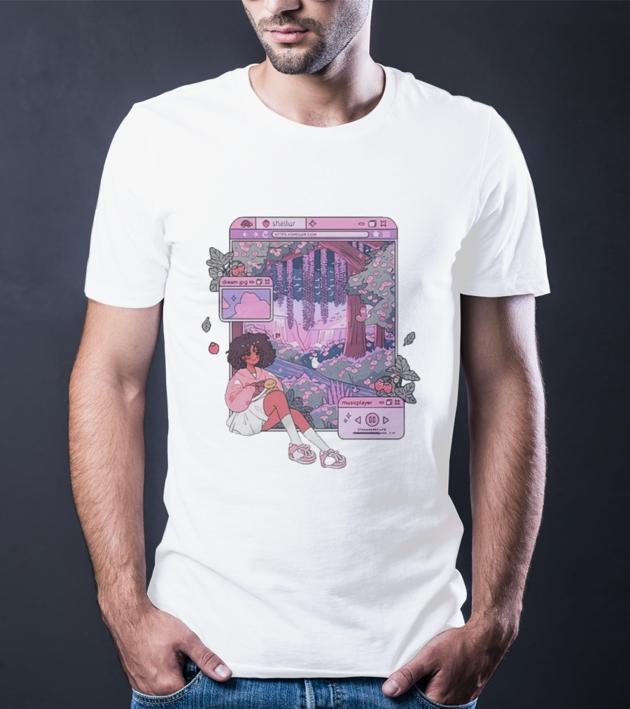 Sheilur Dreamy Strawberry Dream PNG Music Player T-Shirt