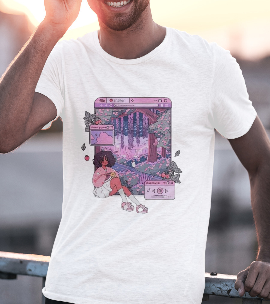 Sheilur Dreamy Strawberry Dream PNG Music Player T-Shirt