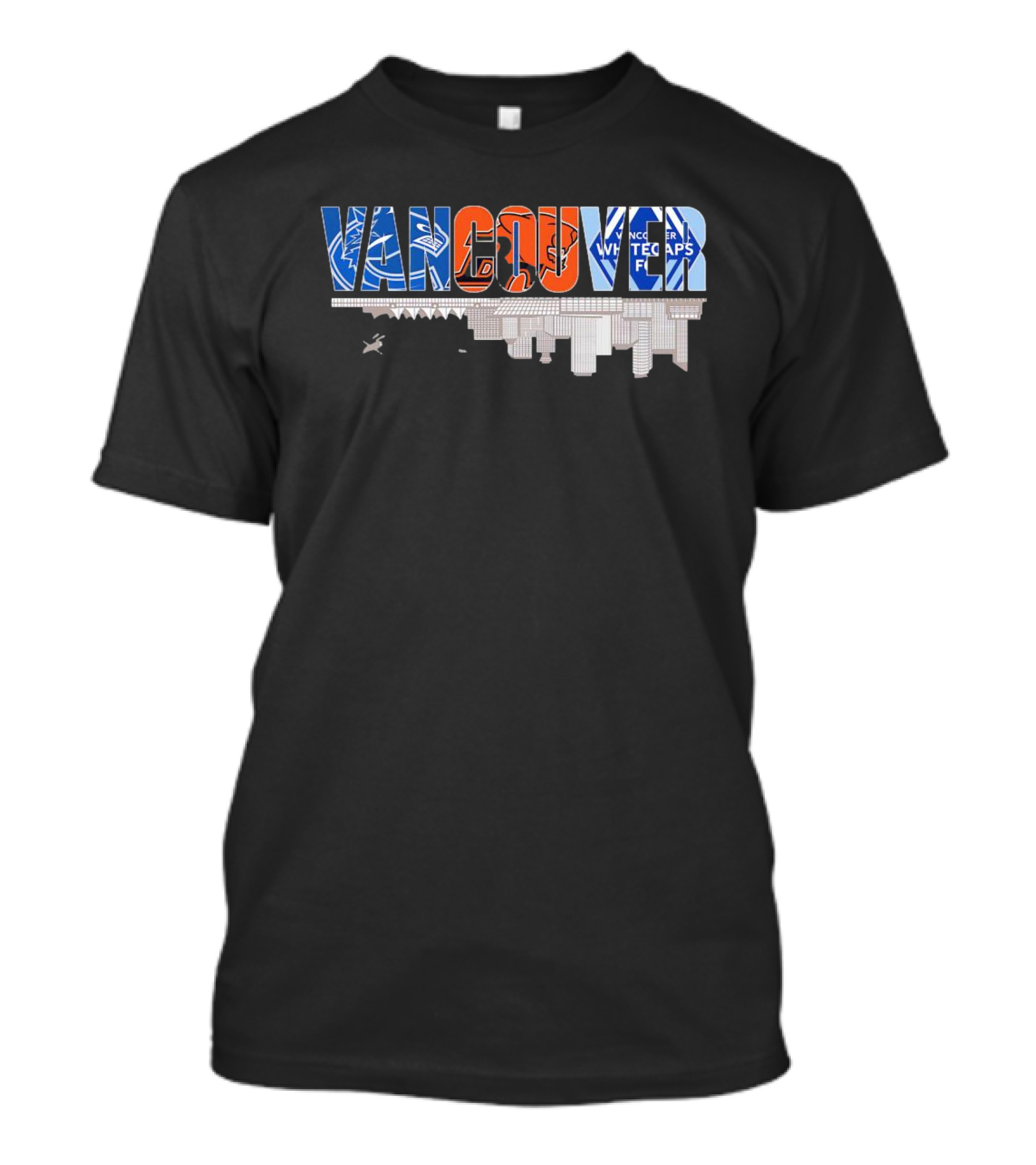Vancouver Canucks BC Lions Vancouver Whitecaps City Skyline Upside T-Shirt