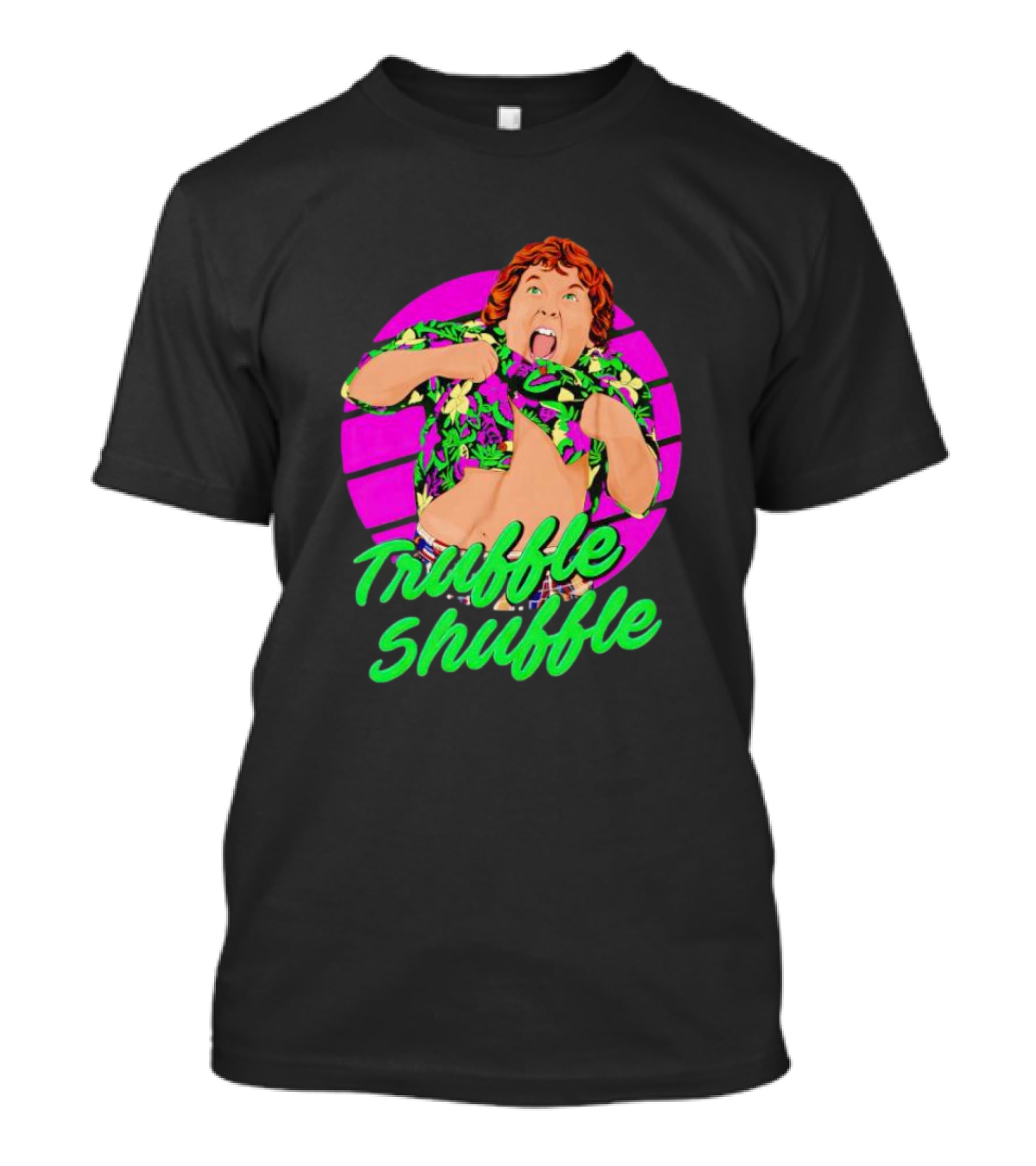 Truffle Shuffle 80s Retro Style With Hawaiian Shirt And Neon Colors T-Shirt