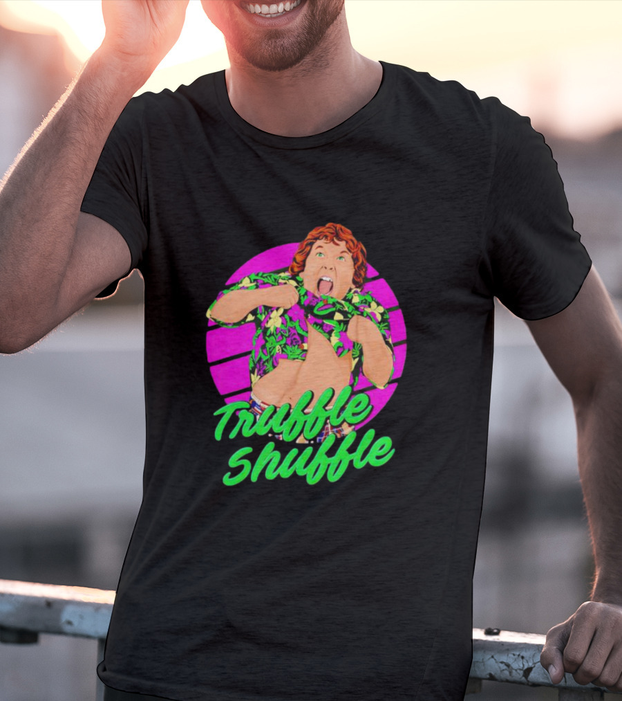 Truffle Shuffle 80s Retro Style With Hawaiian Shirt And Neon Colors T-Shirt