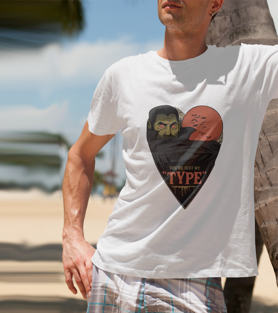 You’re Just My Type Horror Halloween Vampire With Red Moon And Bats T-Shirt