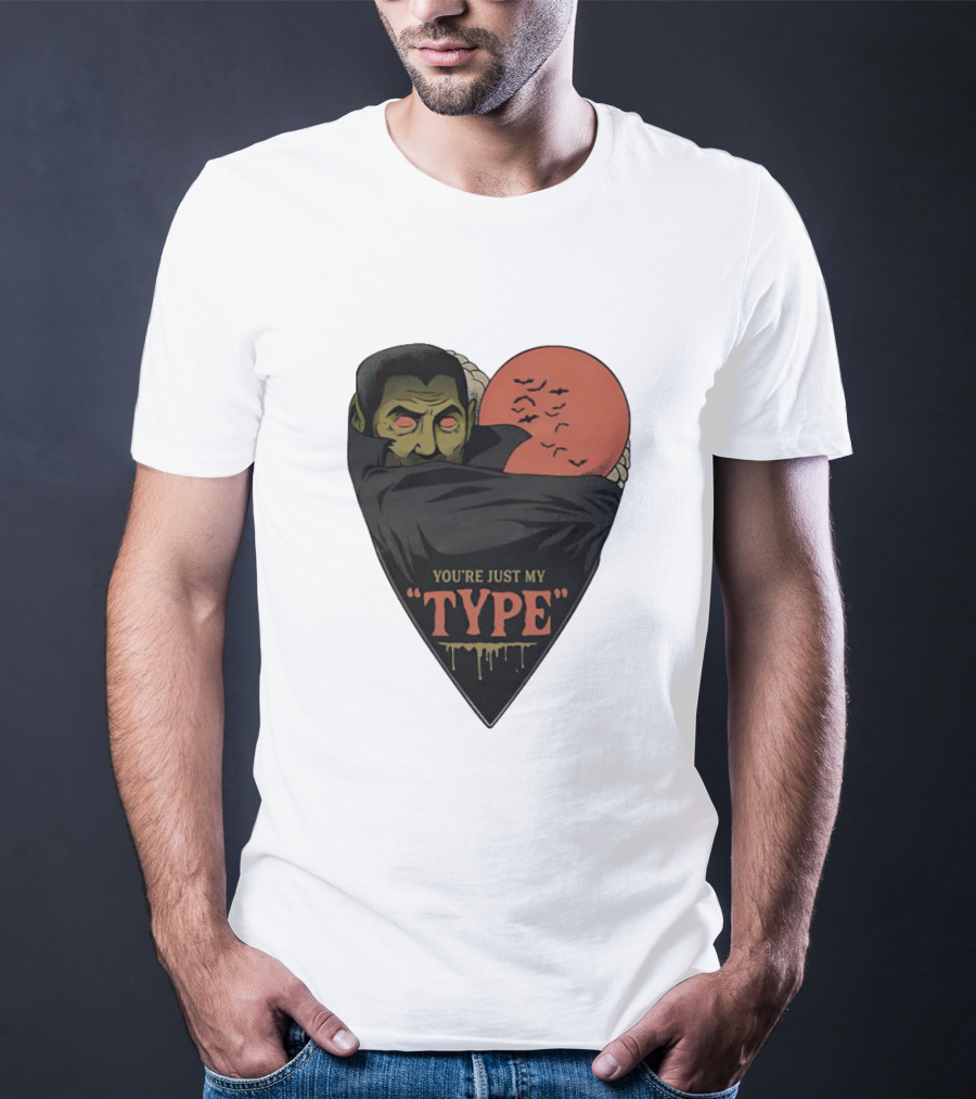 You’re Just My Type Horror Halloween Vampire With Red Moon And Bats T-Shirt