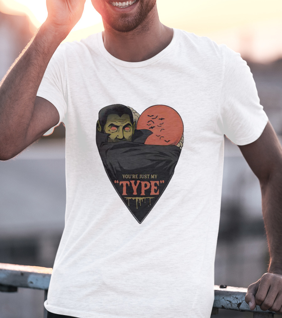 You’re Just My Type Horror Halloween Vampire With Red Moon And Bats T-Shirt