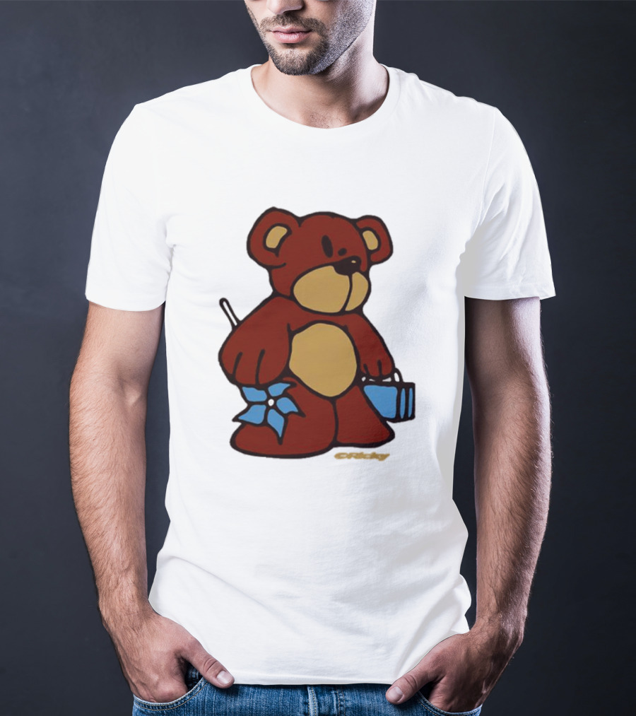 Ricky Montgomery Teddy Bear With Blue Flower And Suitcase T-Shirt