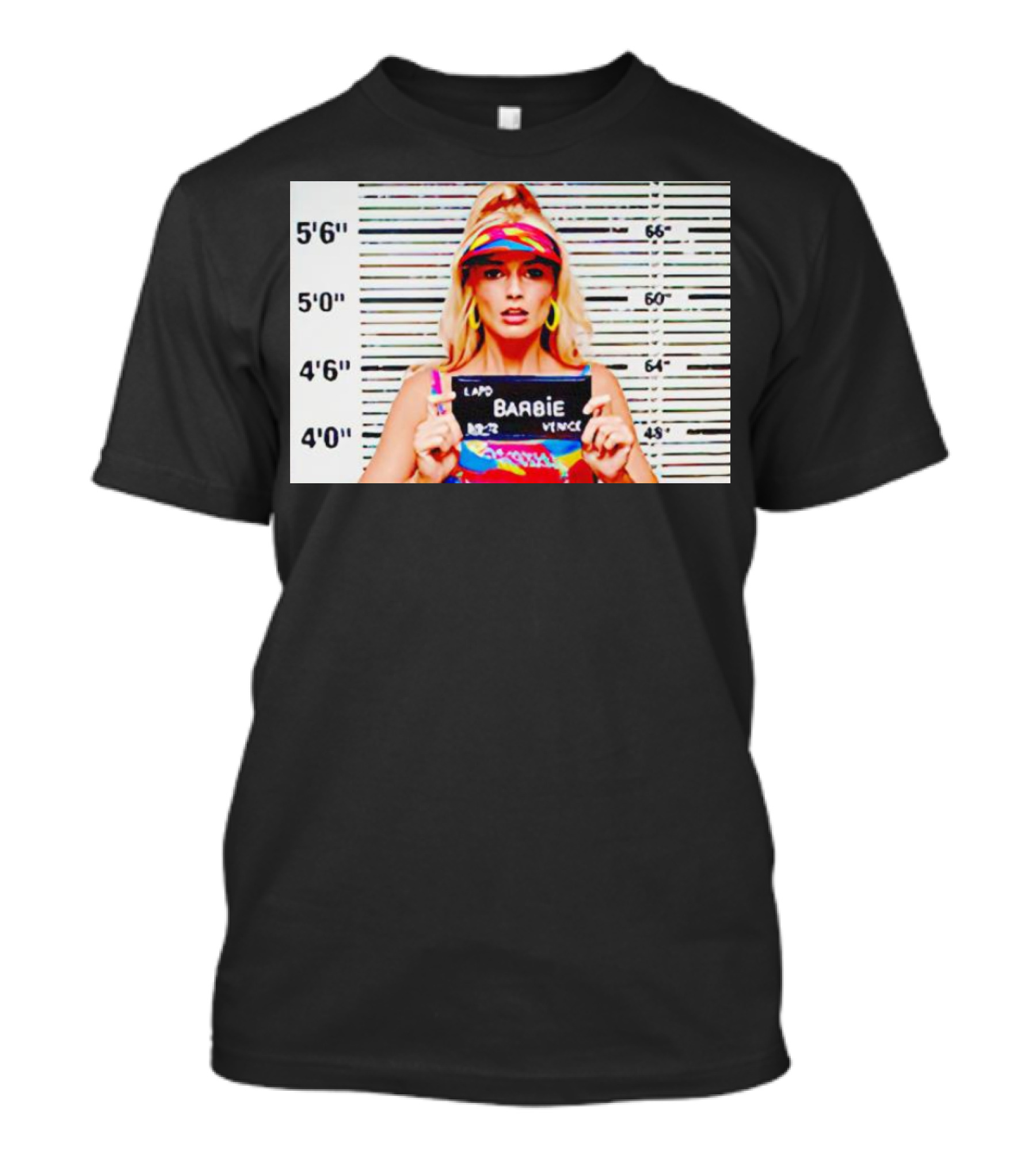LAPD Barbie Mugshot Colorful T-Shirt