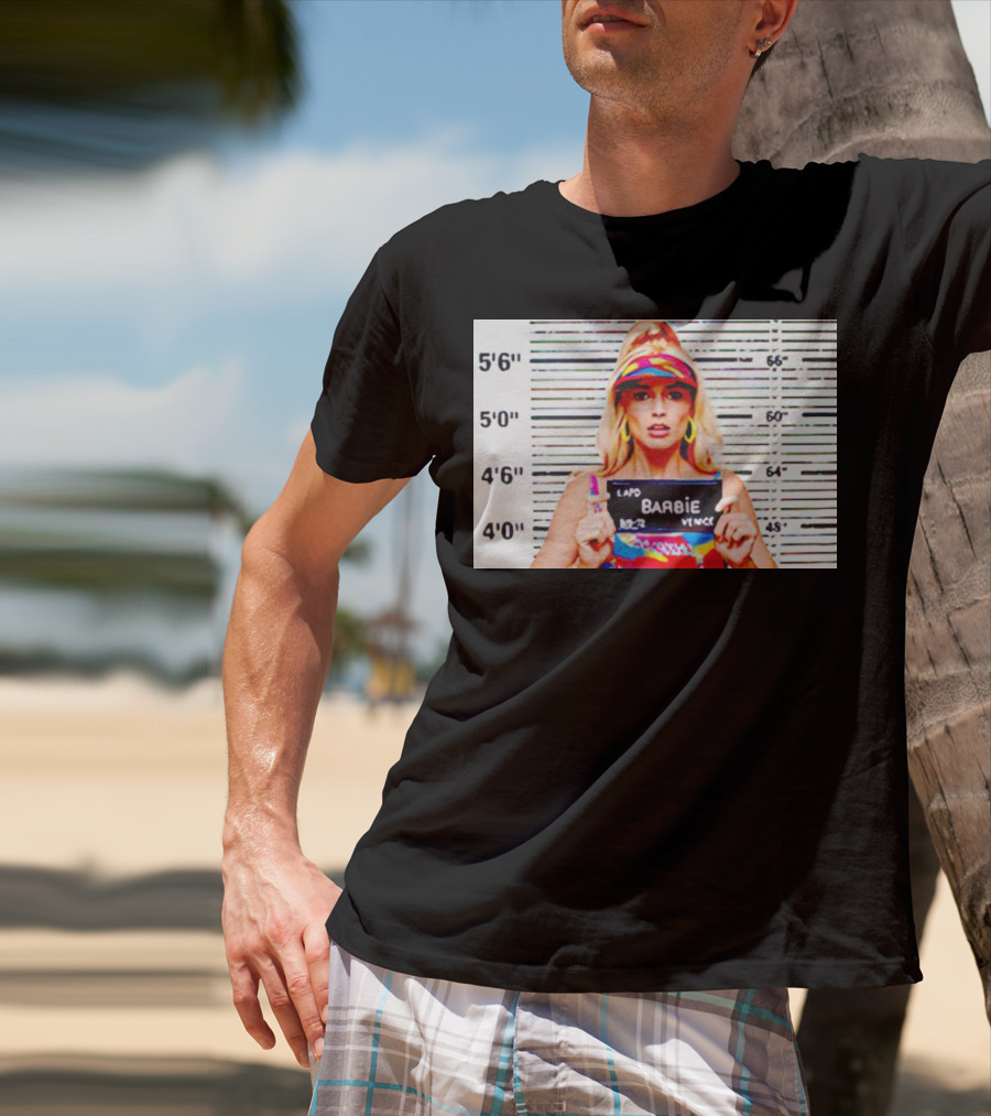 LAPD Barbie Mugshot Colorful T-Shirt