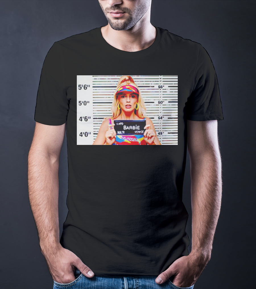 LAPD Barbie Mugshot Colorful T-Shirt