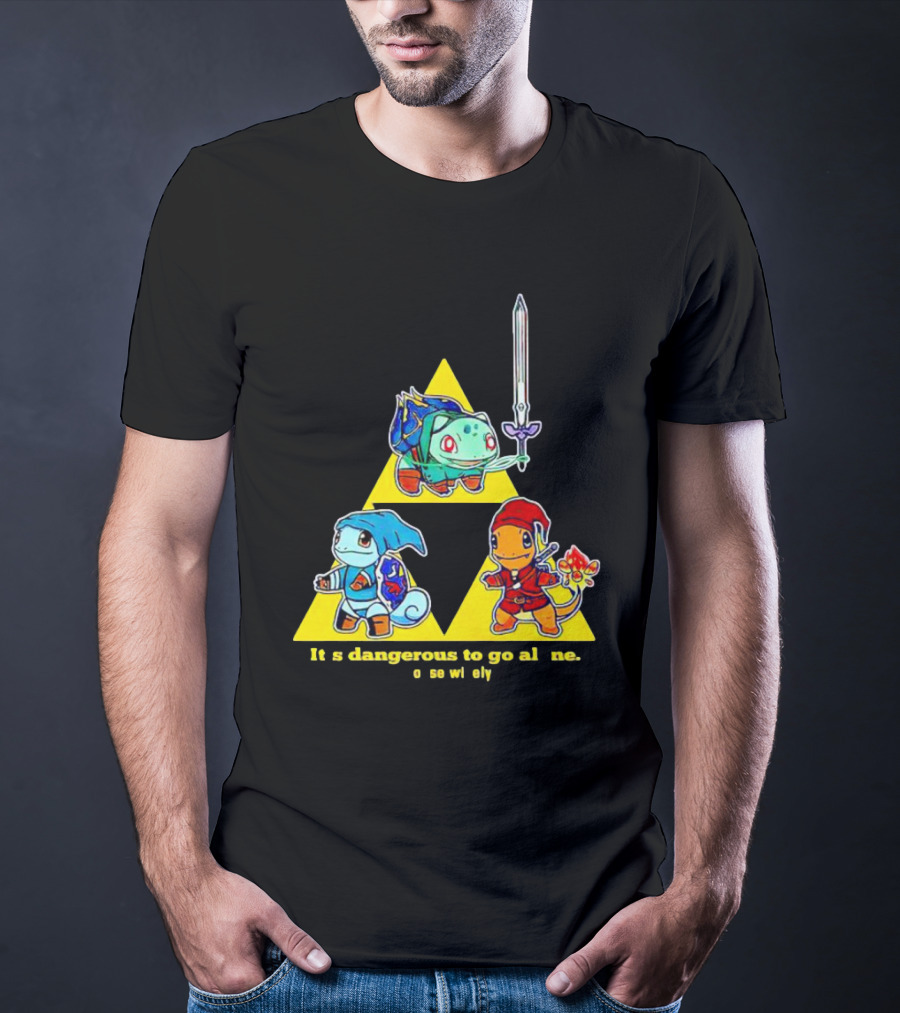 Pokemon Triforce Crossover It's Dangerous To Go Alone Choose Wisely T-Shirt