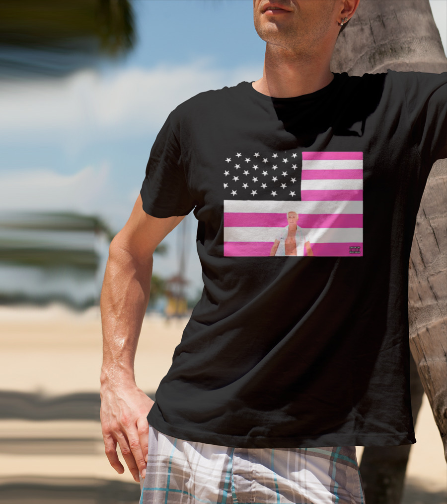 American Flag Barbie Ken Pink T-Shirt