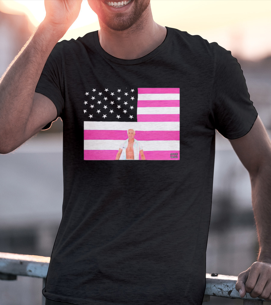 American Flag Barbie Ken Pink T-Shirt
