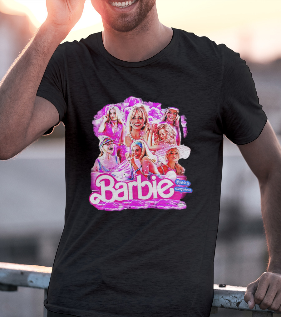 Barbie Is Everywhere Pink Collage Compilation T-Shirt