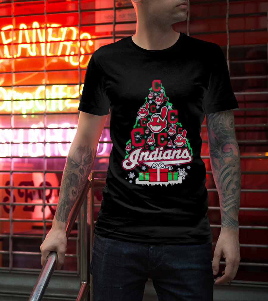 Cleveland Indians Christmas Tree Holiday T-Shirt
