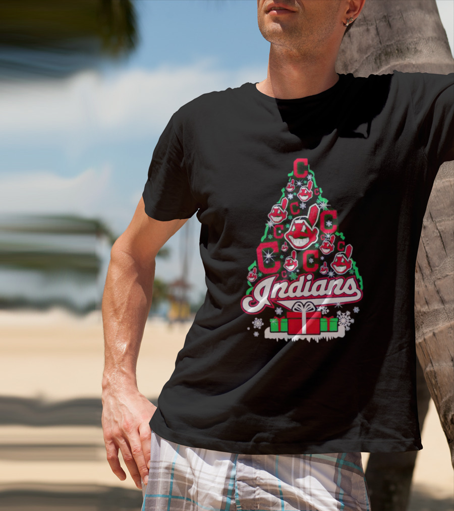 Cleveland Indians Christmas Tree Holiday T-Shirt