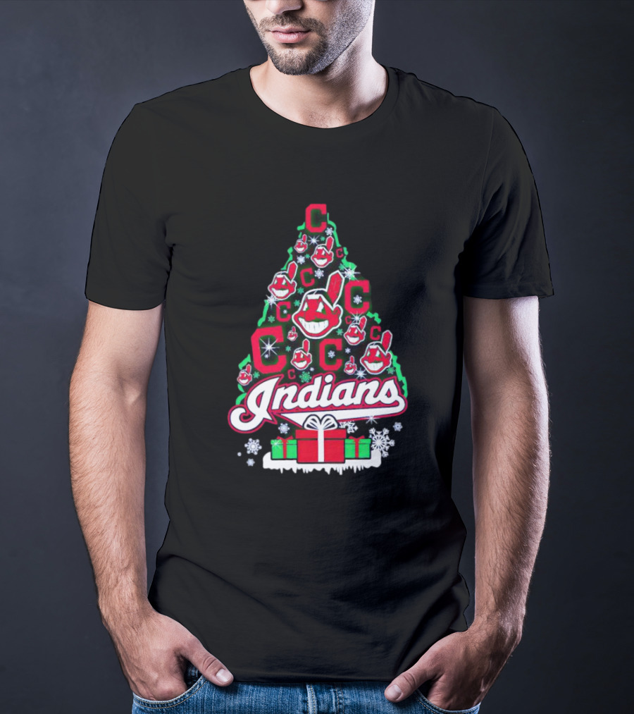 Cleveland Indians Christmas Tree Holiday T-Shirt