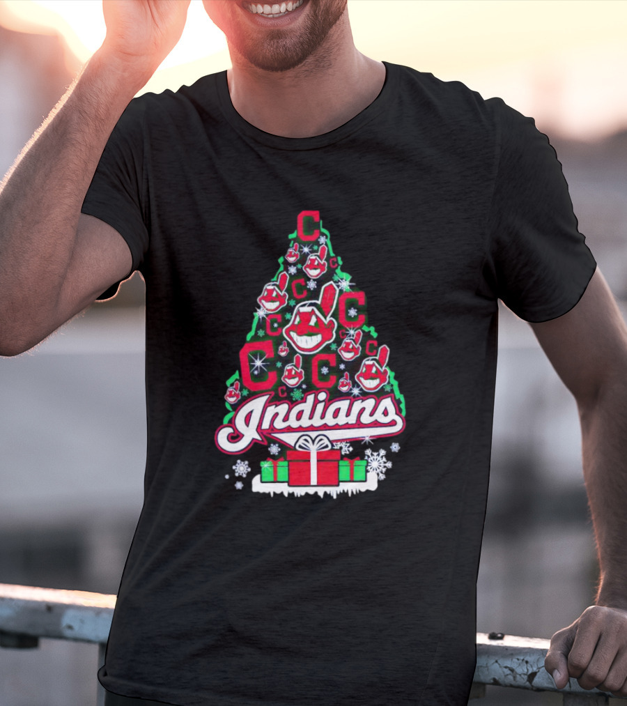 Cleveland Indians Christmas Tree Holiday T-Shirt