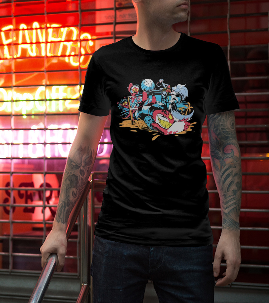 IMP Summer Beach Volleyball Cartoon Characters Fun T-Shirt