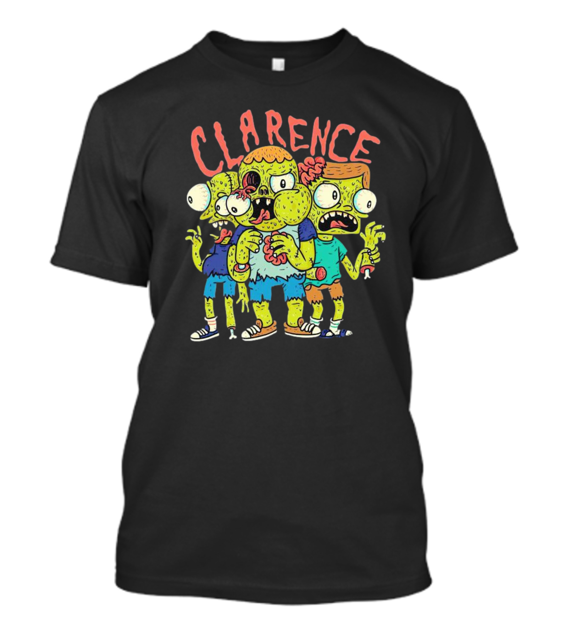 Clarence Cartoon Zombie Halloween Trio T-Shirt