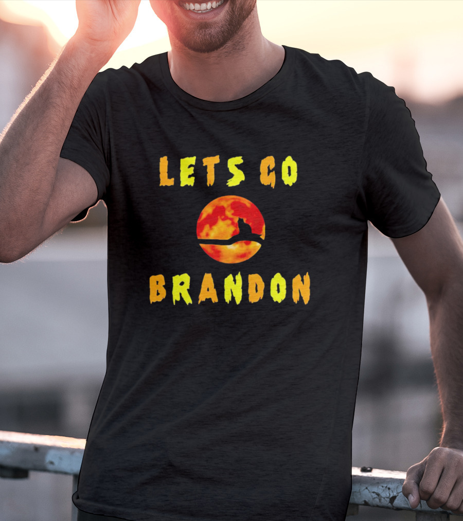 Lets Go Brandon Cat Halloween Moon T-Shirt