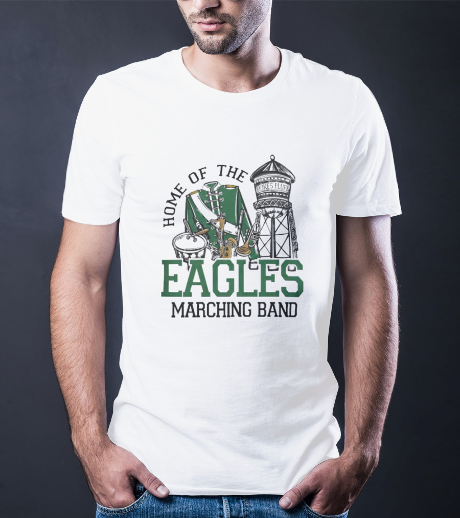 Home Of The Eagles Marching Band With Drum And Water Tower T-Shirt