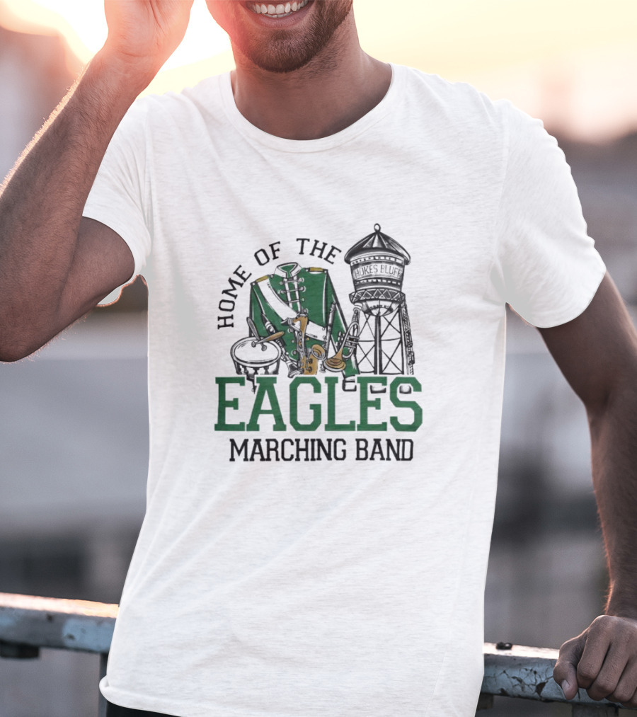 Home Of The Eagles Marching Band With Drum And Water Tower T-Shirt