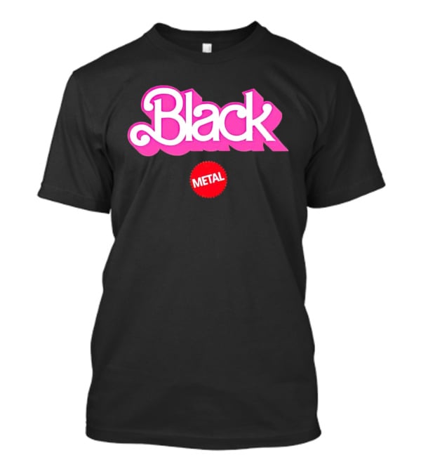 Barbie Black Metal Retro Pink And Red Contrast T-Shirt