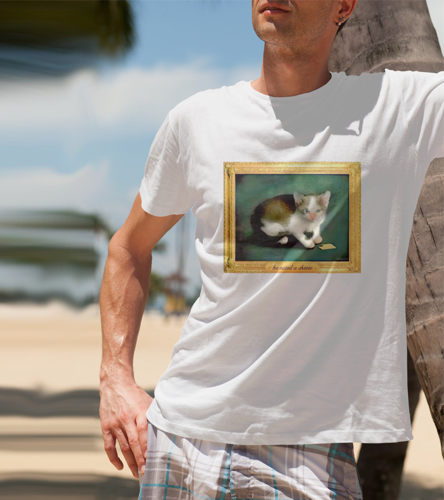 Cat He Eated A Cheese Framed T-Shirt