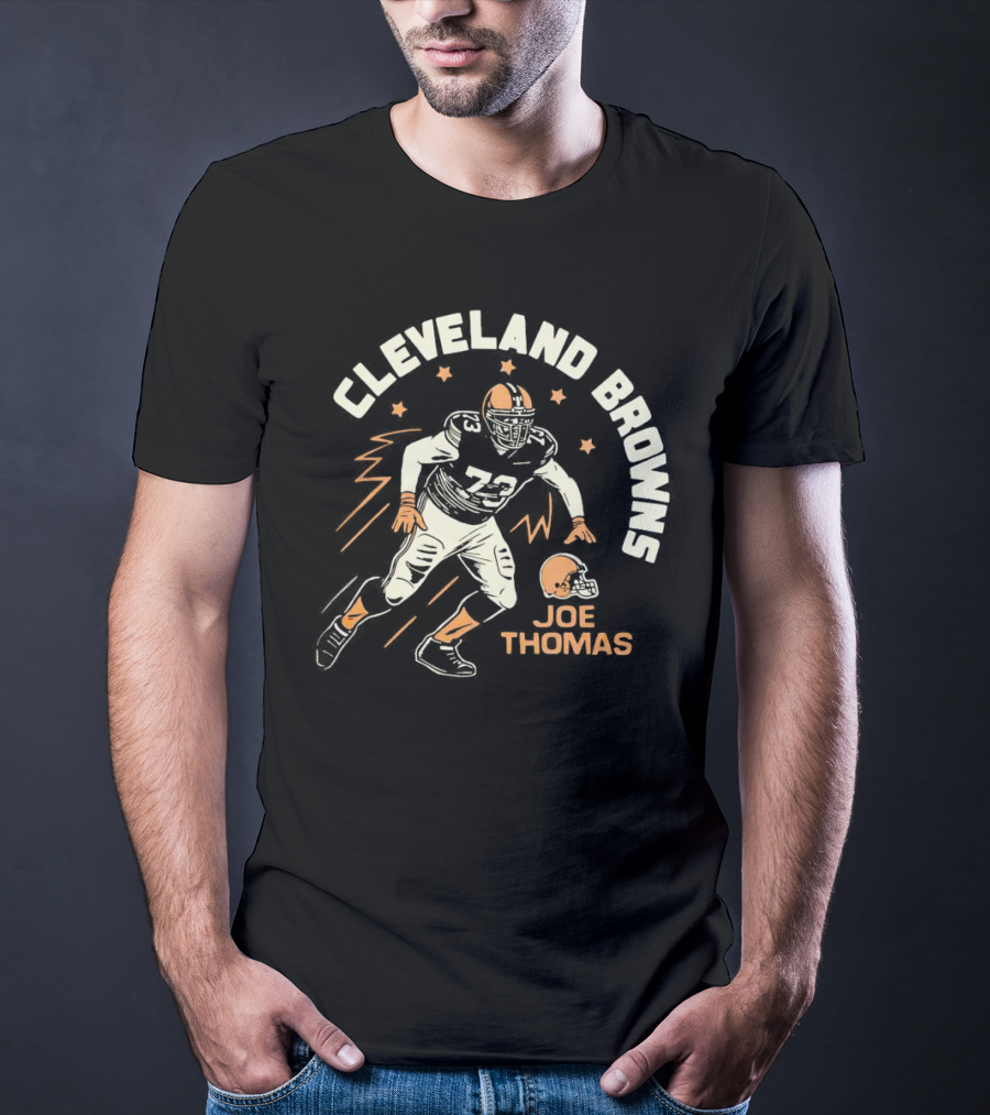 Cleveland Browns Joe Thomas 73 Football Star Icon Run T-Shirt