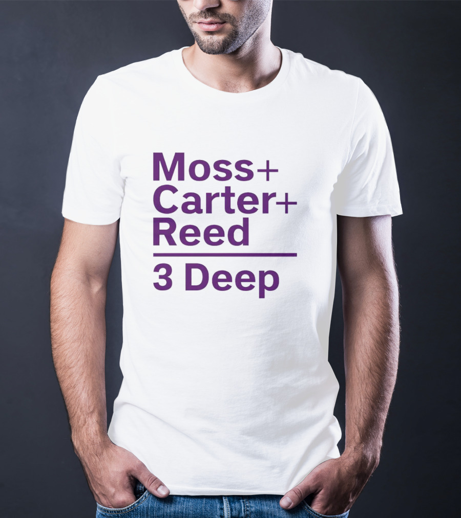 Moss Carter Reed 3 Deep Purple Text T-Shirt