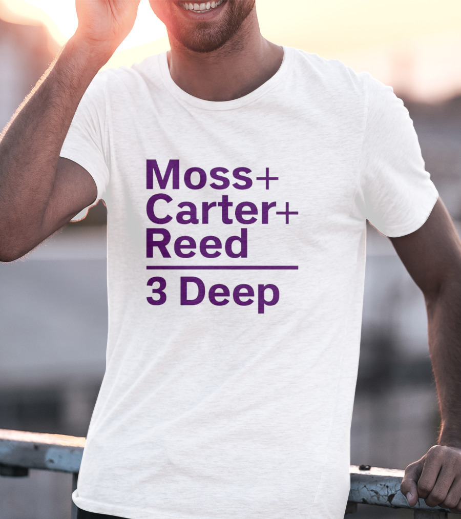 Moss Carter Reed 3 Deep Purple Text T-Shirt