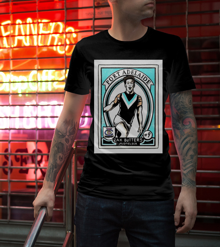 Port Adelaide Zak Butters #9 Midfielder Card T-Shirt