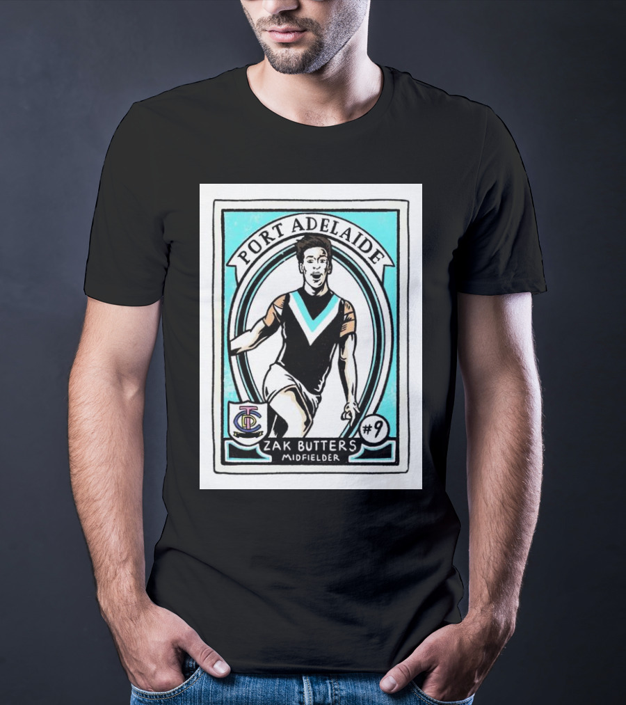 Port Adelaide Zak Butters #9 Midfielder Card T-Shirt