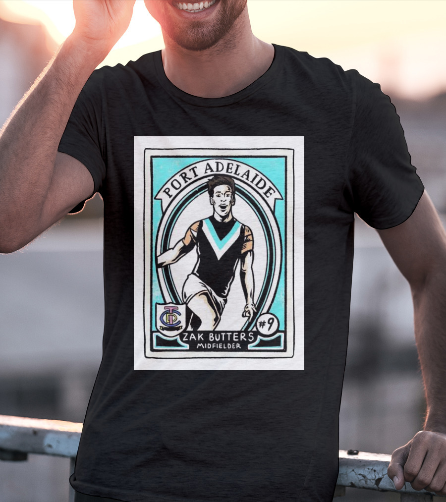 Port Adelaide Zak Butters #9 Midfielder Card T-Shirt