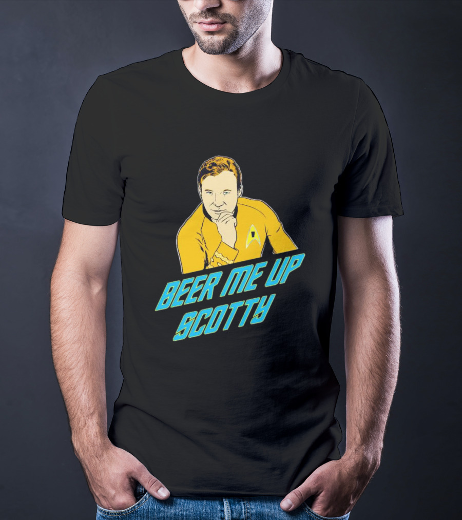 Beer Me Up Scotty Star Trek Captain Yellow Uniform T-Shirt