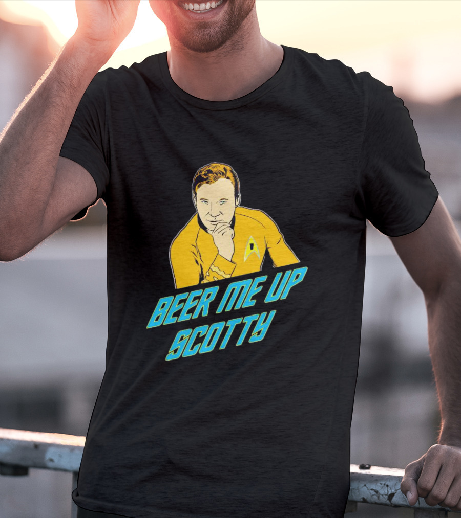 Beer Me Up Scotty Star Trek Captain Yellow Uniform T-Shirt