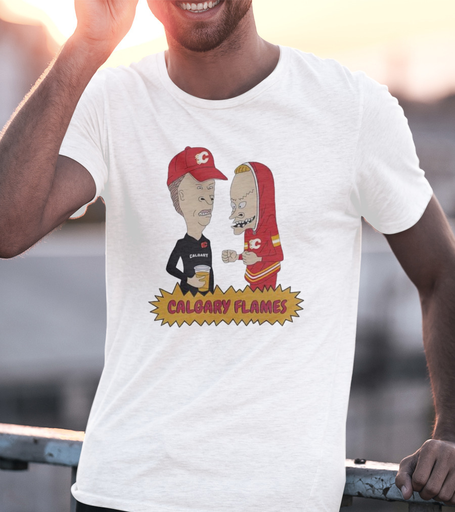 Beavis And Butt-Head Calgary Flames Hockey Fan Characters T-Shirt