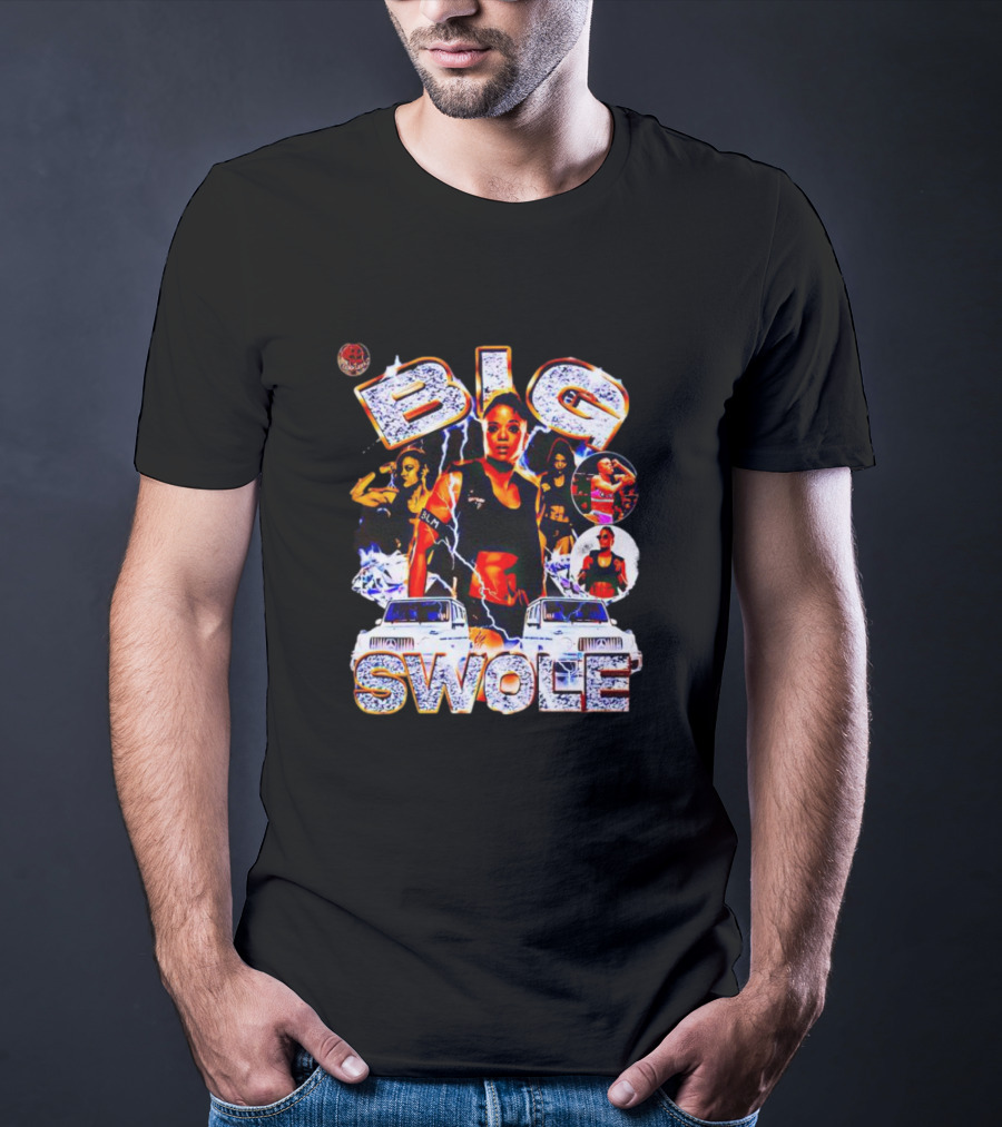 Big Swole Dynamic Posed Collage With Vehicles And Lightning Effects T-Shirt