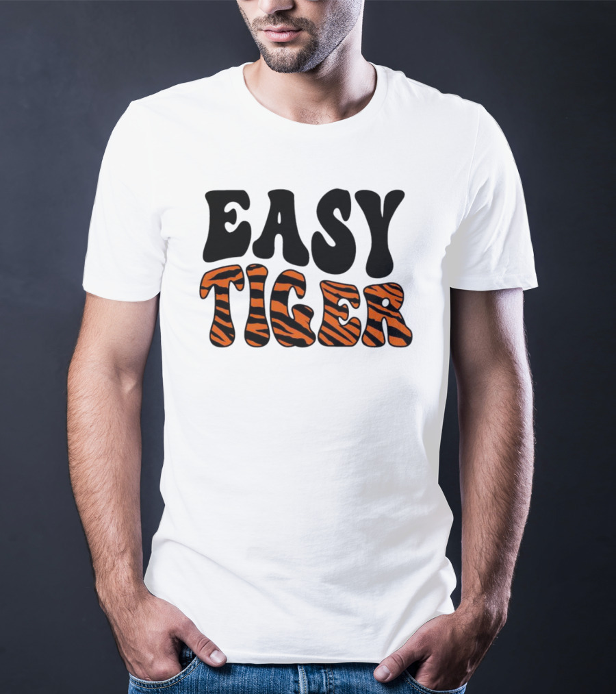 Cincinnati Bengals Easy Tiger Tiger-Striped Text T-Shirt