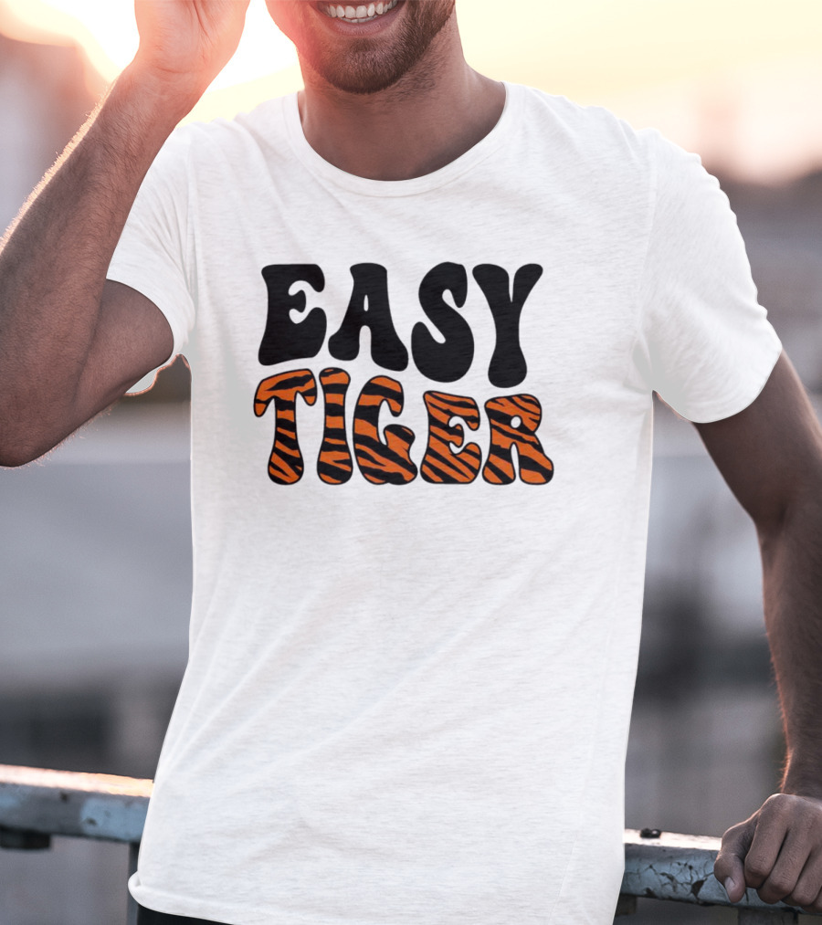 Cincinnati Bengals Easy Tiger Tiger-Striped Text T-Shirt