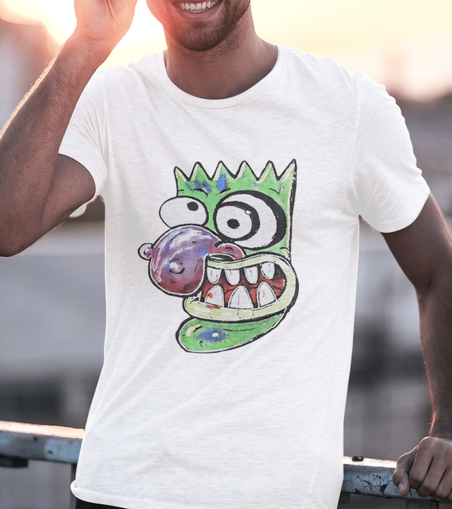Hypno Eggplant Cartoon Fusion Character With Whimsical Eyes And Grinning Teeth T-Shirt