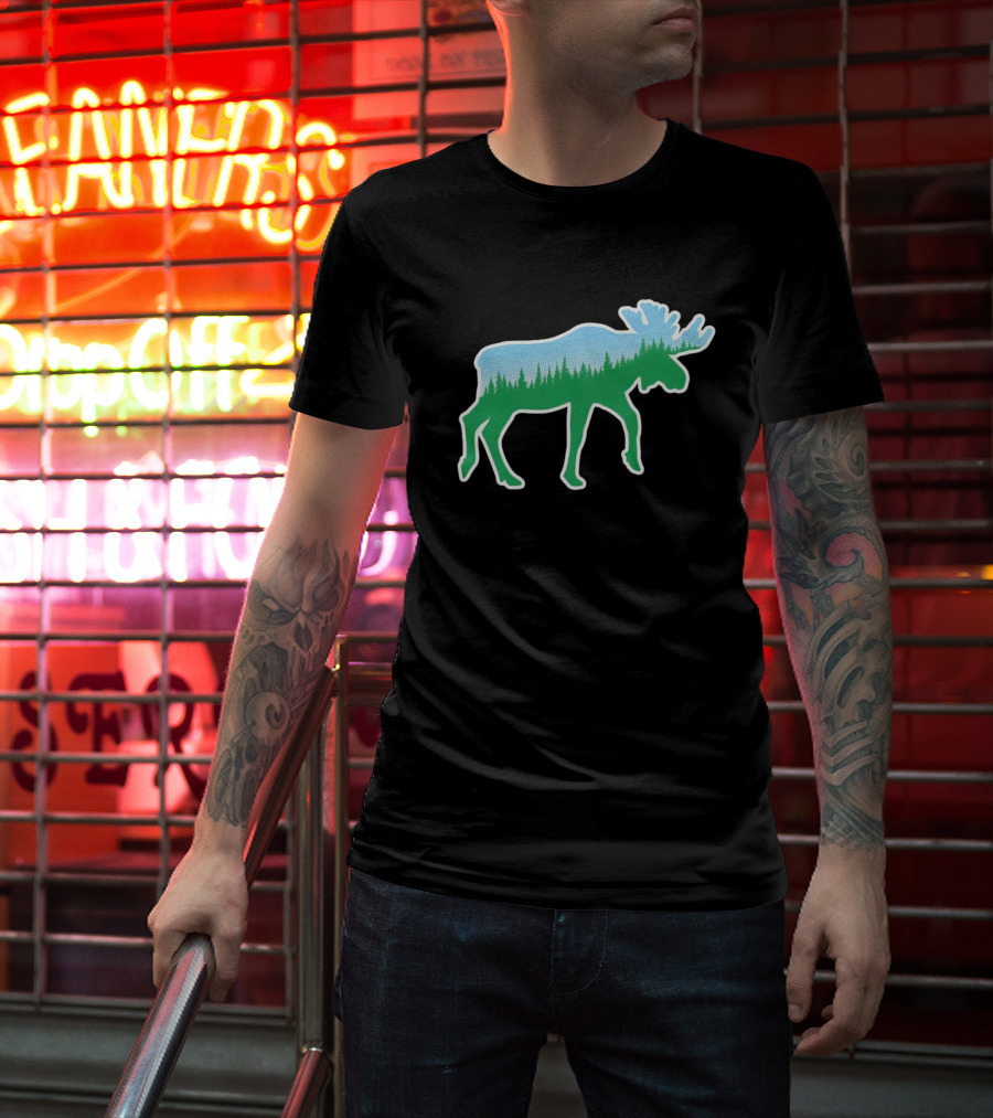 Moose Tree Forest Skyline T-Shirt