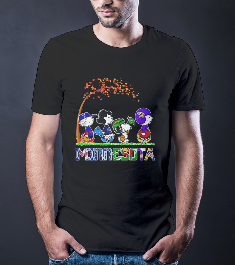 Peanuts Characters Minnesota Twins Vikings Wild Timberwolves Fall T-Shirt