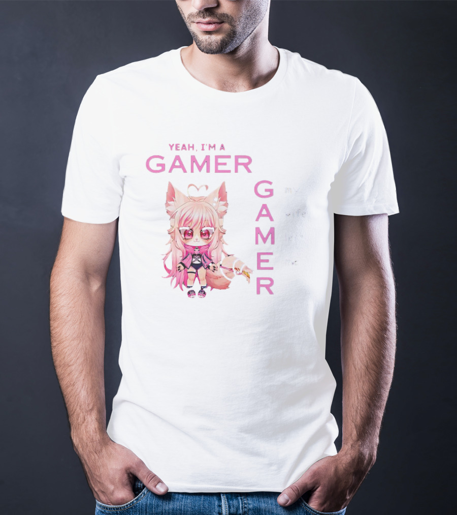 Yeah I'm A Gamer My Wife Left Me Chibi Fox Character T-Shirt