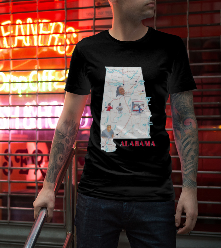 Alabama Map Riverfront Park Dock Brawl Icons T-Shirt