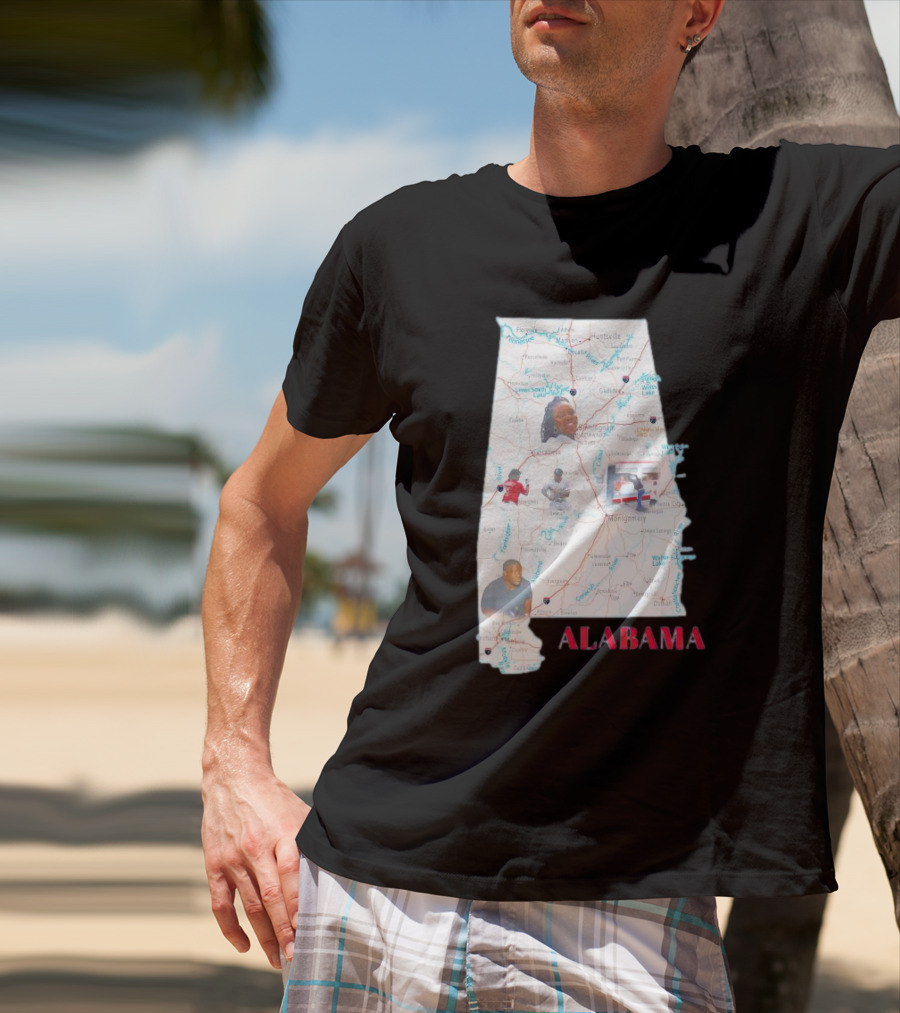 Alabama Map Riverfront Park Dock Brawl Icons T-Shirt