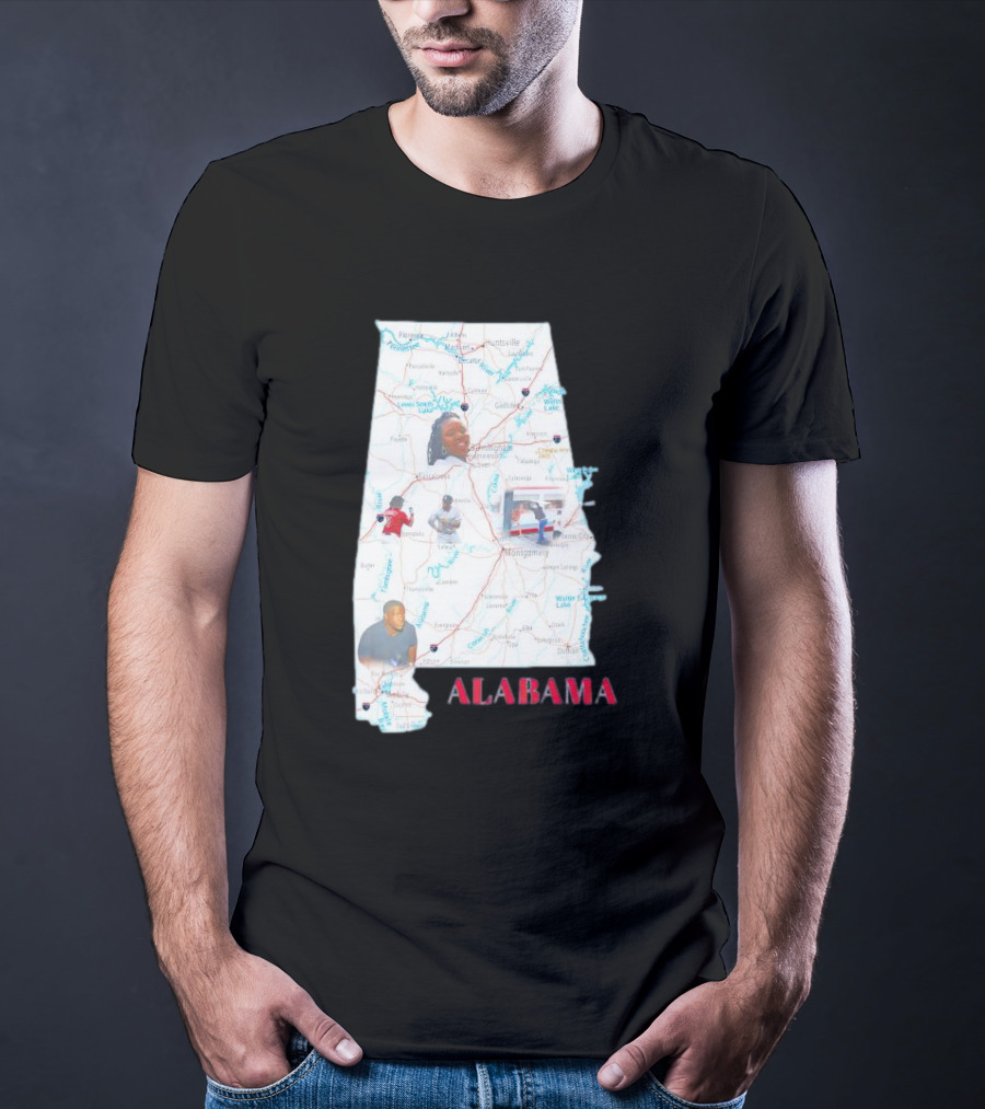 Alabama Map Riverfront Park Dock Brawl Icons T-Shirt