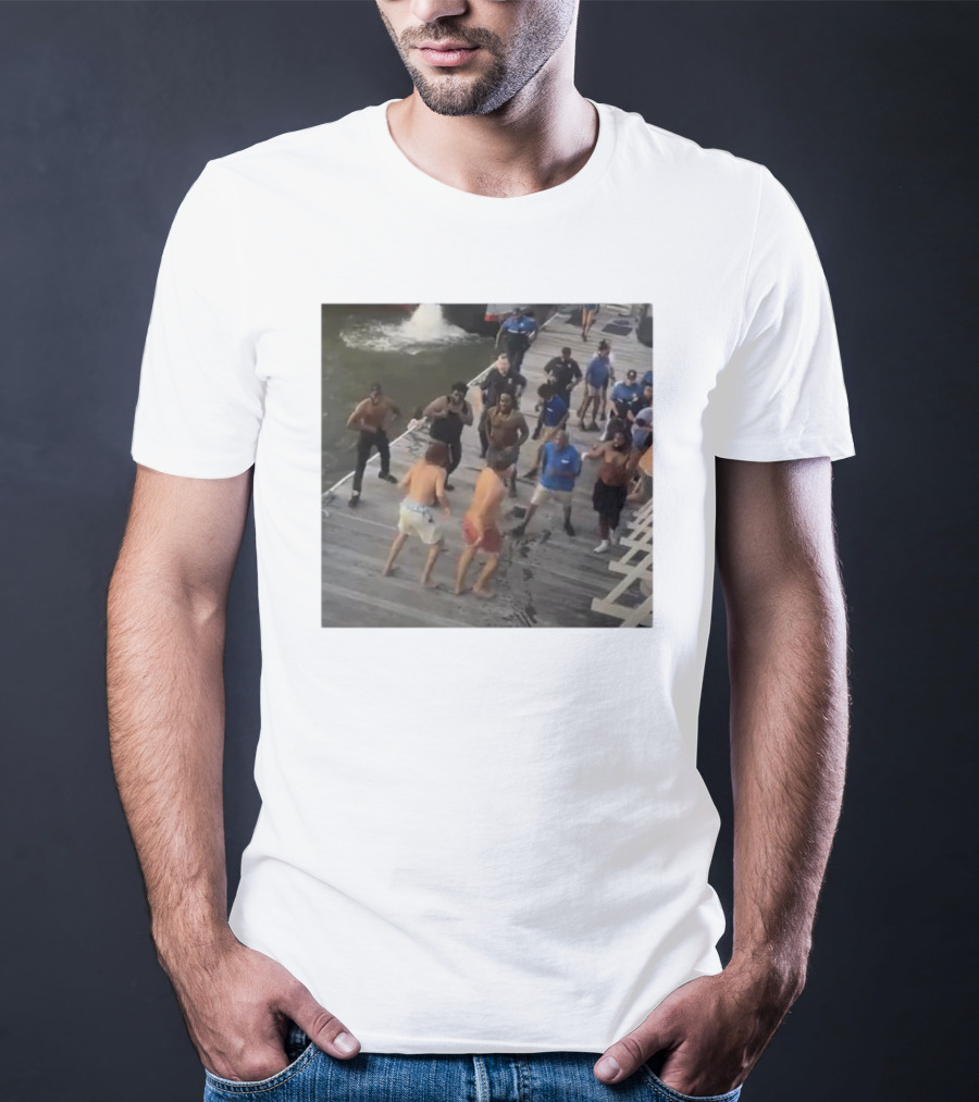 Brawl On Dock Montgomery’s Riverfront Park Altercation Scene T-Shirt