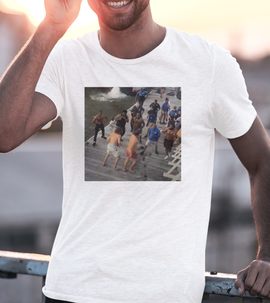 Brawl On Dock Montgomery’s Riverfront Park Altercation Scene T-Shirt