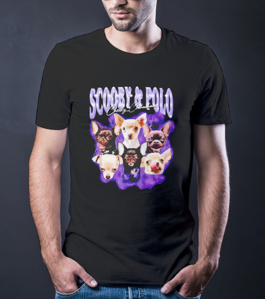 Scooby And Polo Cheeky Chihuahuas Purple Background T-Shirt